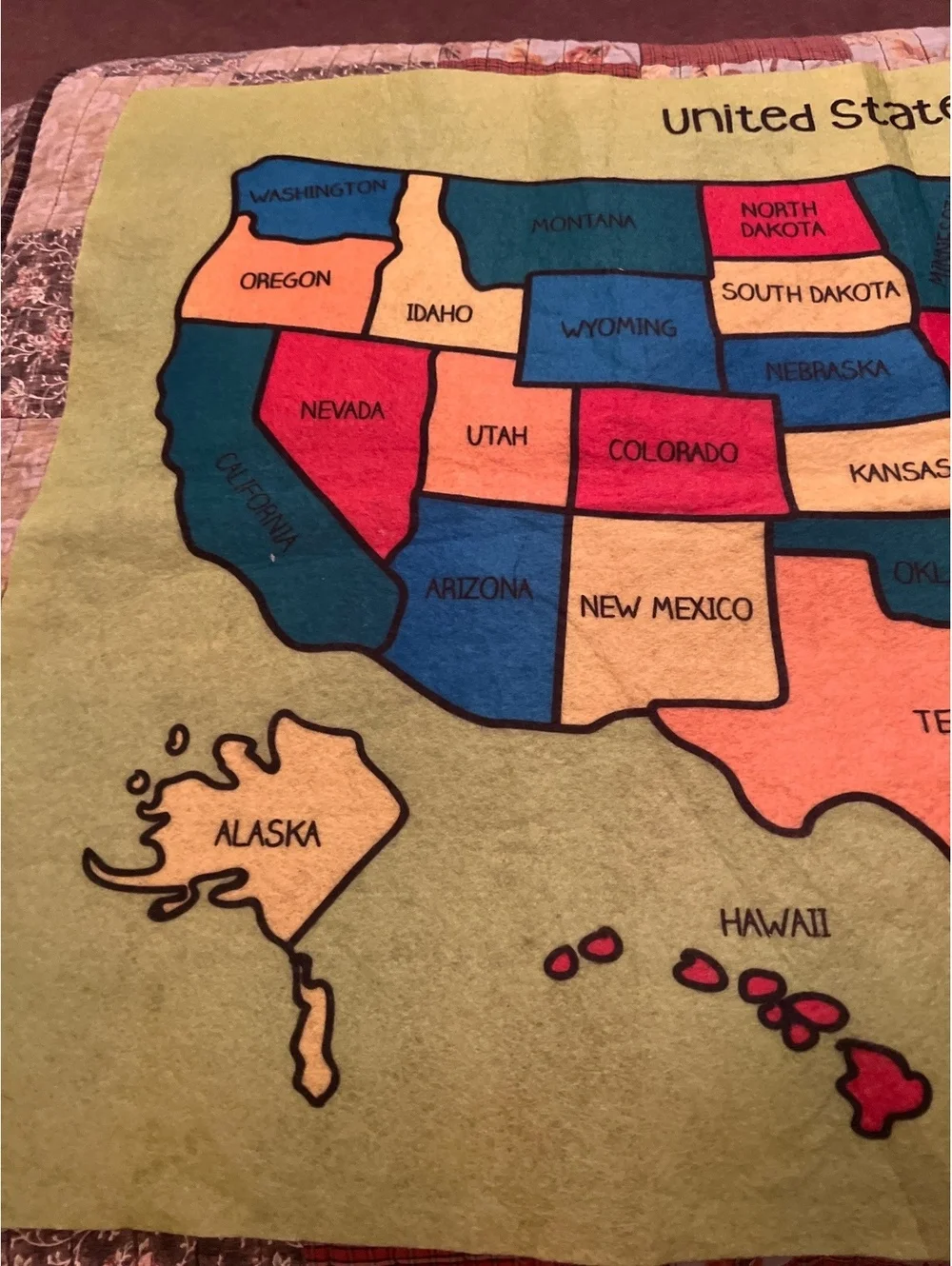 United States Map Educational Blanket